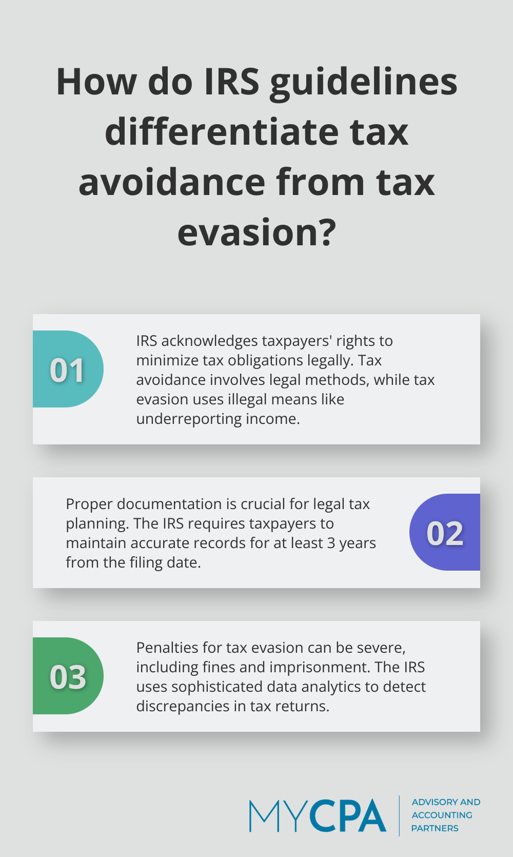 Infographic: How do IRS guidelines differentiate tax avoidance from tax evasion? - is tax planning legal or illegal