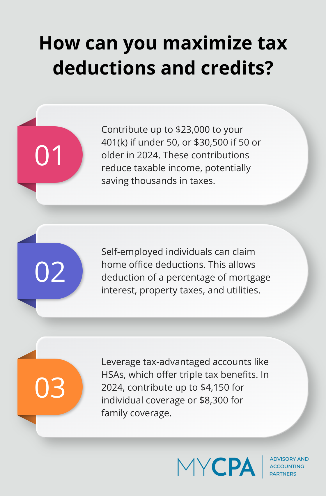 Infographic: How can you maximize tax deductions and credits? - tax planning and strategy