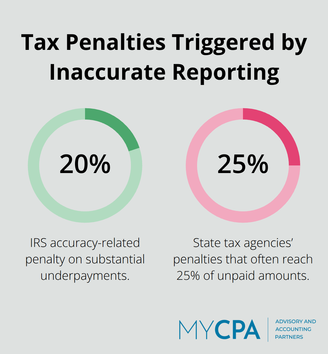 Percentage-based penalties businesses face for inaccurate tax reporting in the United States. - financial reporting accuracy