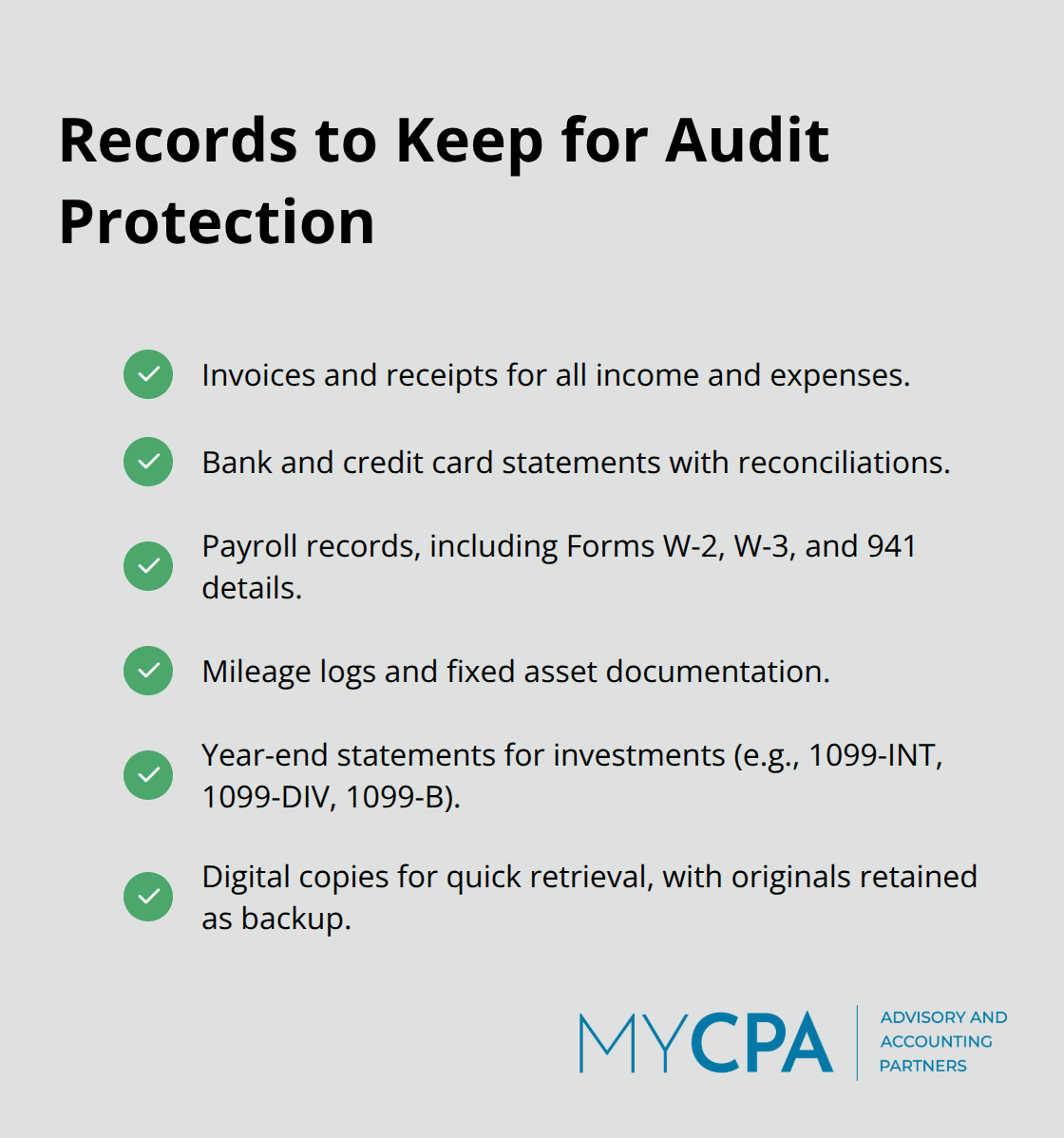 Checklist of essential records and retention practices to support U.S. tax filings. - tax compliance reporting basics