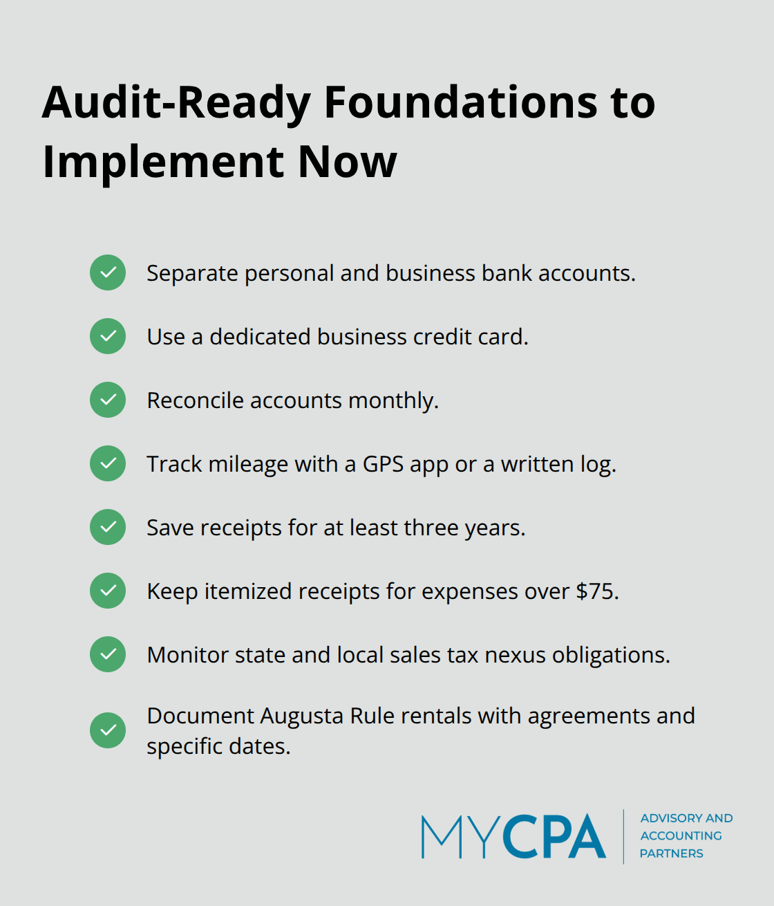 Checklist of foundational bookkeeping and documentation practices that strengthen IRS audit defense. - minimizing tax liabilities legally