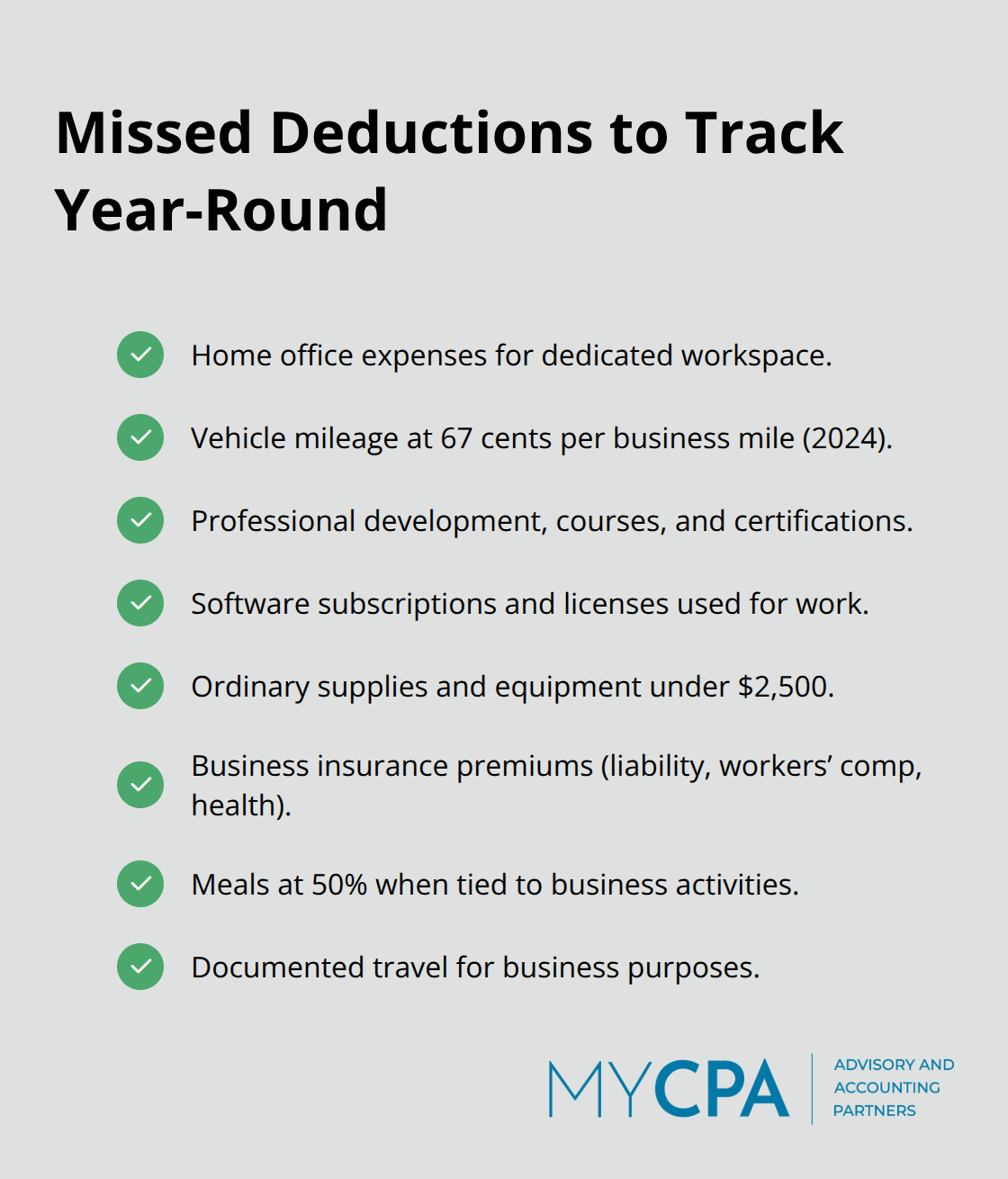 Checklist of commonly missed small-business tax deductions - Tax reduction strategies